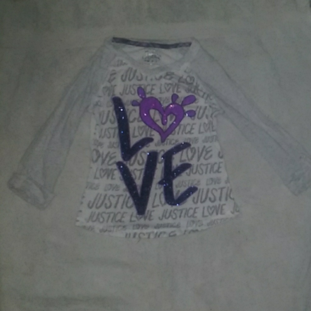 Justice midsleeve shirt with love in sparkles